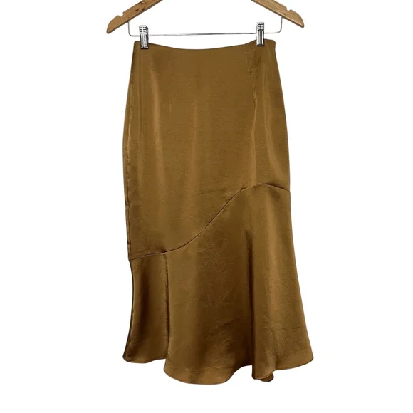 Petal & Pup Nellie Bronze Satin Midi Skirt Size 4 NWT - Picture 3 of 6
